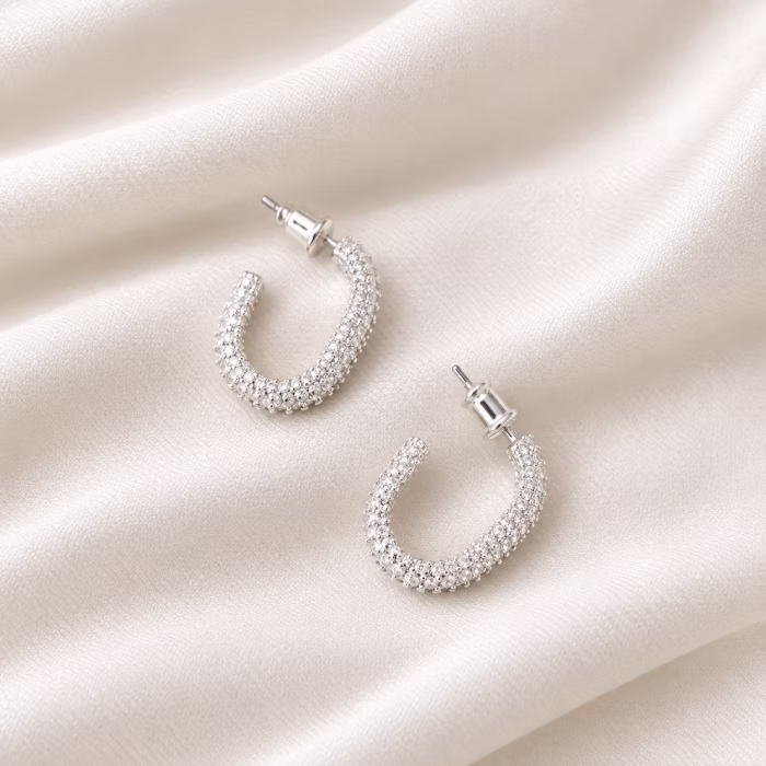 گوشواره عصایی نقره ای سیکس LE-1055 - Image 2