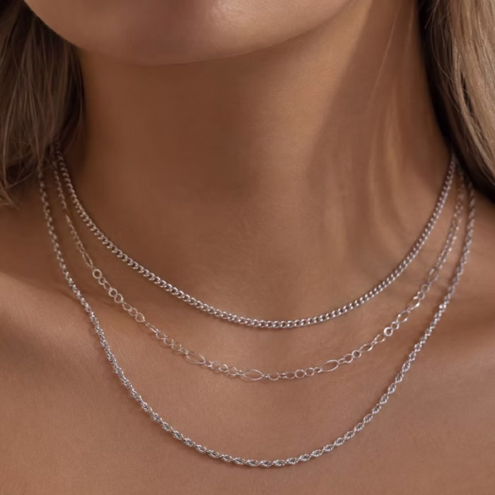 زنجیر سه لاین نقره ای اکسسوری LN-524 - Image 2